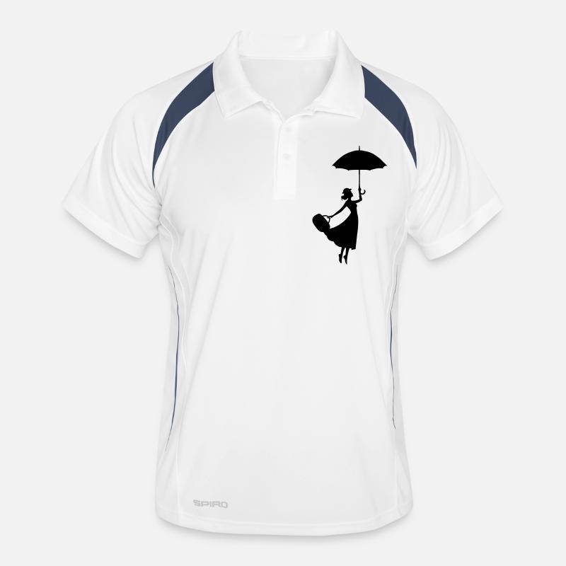 frau regenschirm - Männer Polo atmungsaktiv - Weiß/Navy