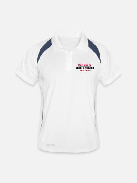 Arschkriecher Arschkriecherin Heuchler Heuchlerin - Männer Polo atmungsaktiv - Weiß/Navy - Vorne