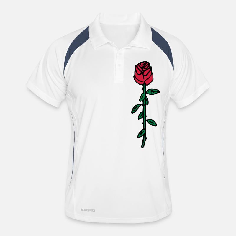 Rose - Männer Polo atmungsaktiv - Weiß/Navy