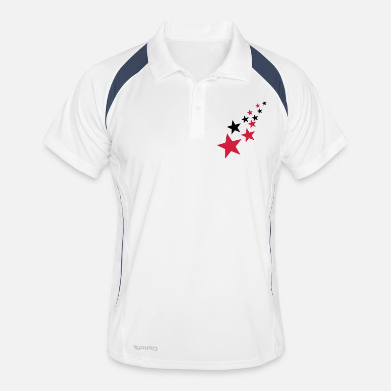 Sterne - Männer Polo atmungsaktiv - Weiß/Navy