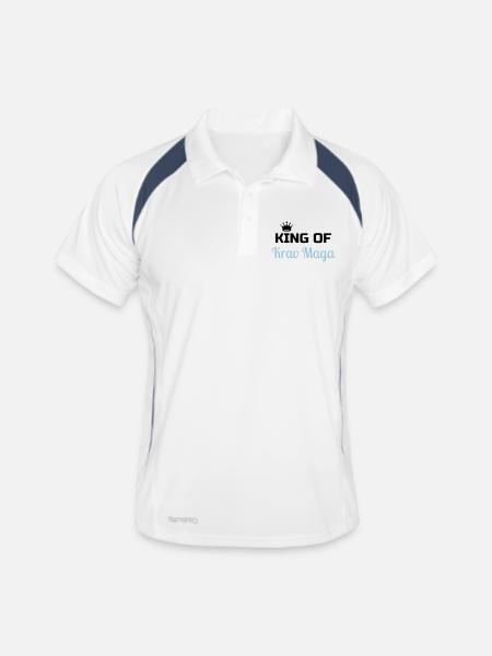 Krav Maga / Krav-Maga / Fight / Martial Art - Männer Polo atmungsaktiv - Weiß/Navy - Vorne