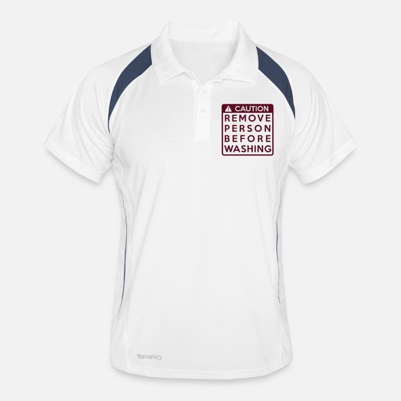 Caution: Remove person before washing - Men's Polo breathable - white/navy