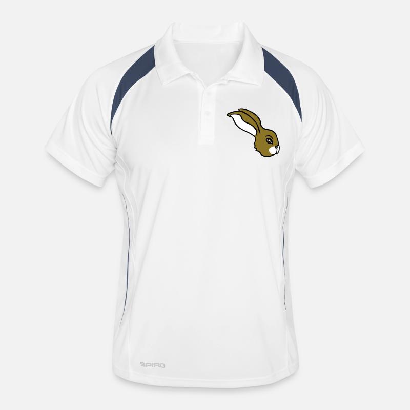 Bunny face peeking sideways profile side view Men's Polo breathable