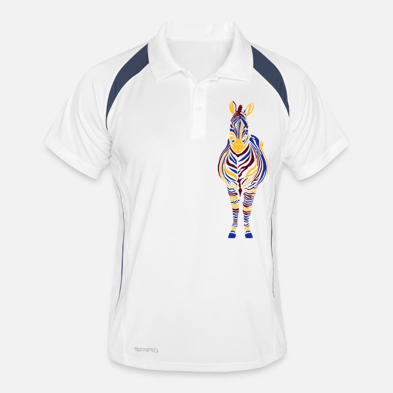 Zebra bunt 3-farbig - Männer Polo atmungsaktiv - Weiß/Navy