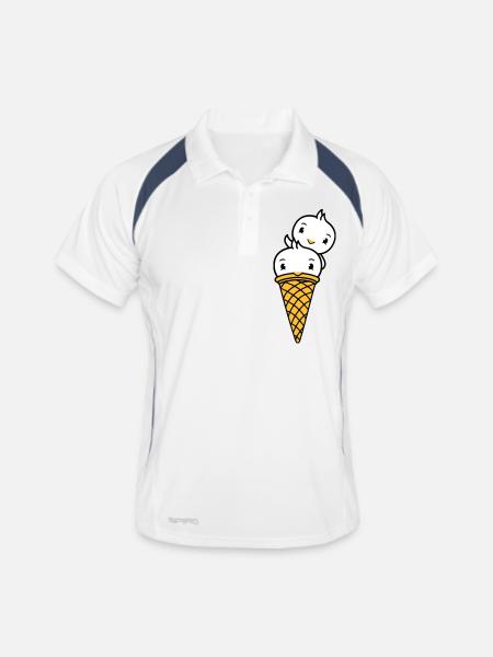 Birds Cream Waffle Cream Scoops Cream Cream Cone - Men's Polo breathable - white/navy - Front