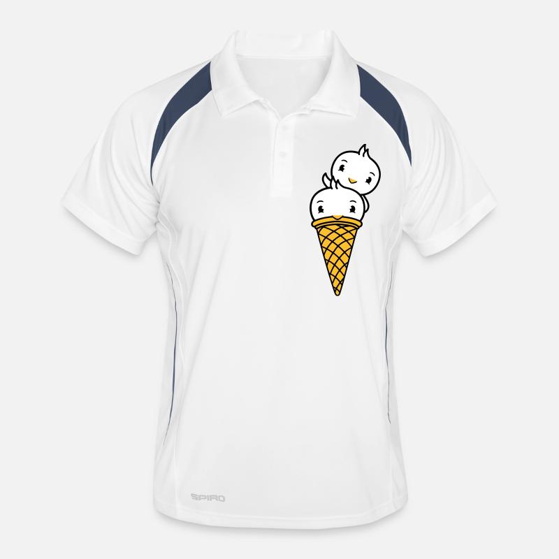 Birds Cream Waffle Cream Scoops Cream Cream Cone Men's Polo breathable