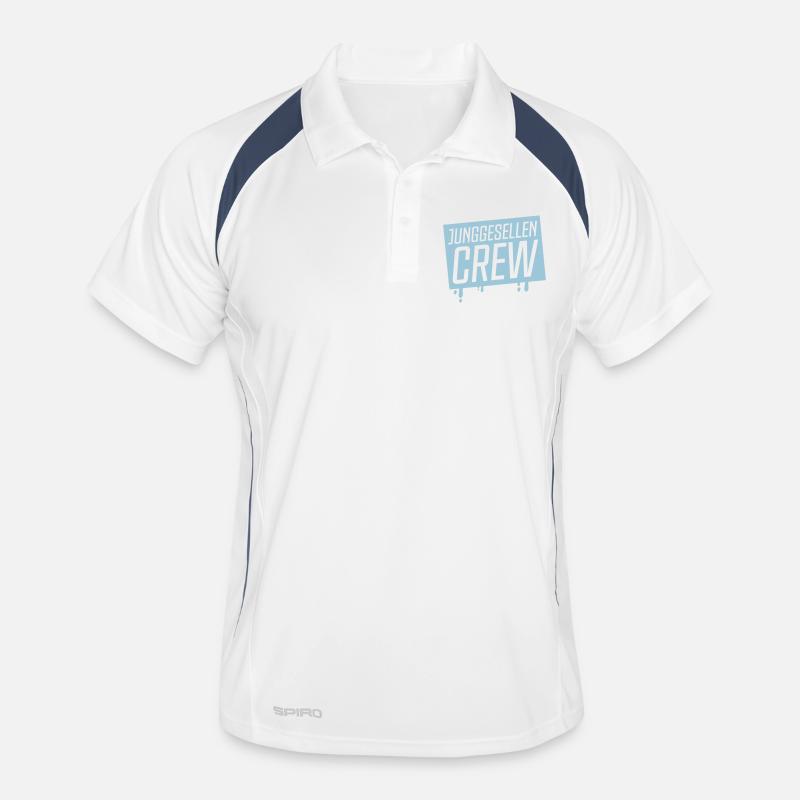 junggesellen crew - Männer Polo atmungsaktiv - Weiß/Navy