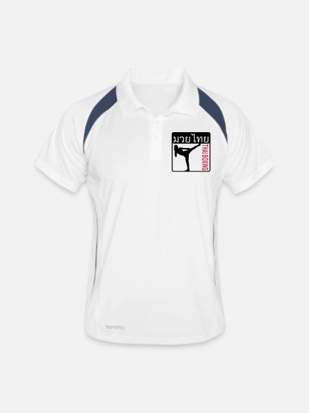 Thai boxing - Men's Polo breathable - white/navy - Front