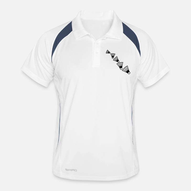 Badmintons Pattern - Männer Polo atmungsaktiv - Weiß/Navy