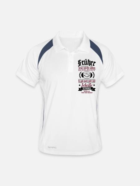 Früher war nicht alles schlecht - Männer Polo atmungsaktiv - Weiß/Navy - Vorne