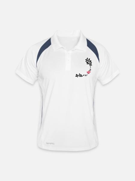flower around right corner - Men's Polo breathable - white/navy - Front