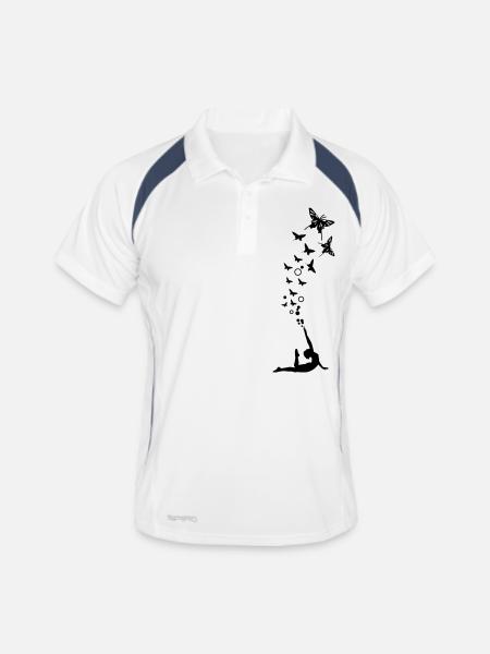 Schmetterling Tanz - Männer Polo atmungsaktiv - Weiß/Navy - Vorne