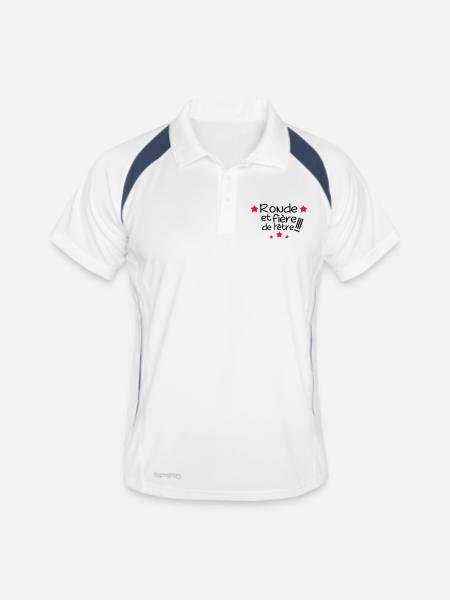 ronde et fiere,message,citations,humour - Polo respirant Homme - blanc/marine - Devant