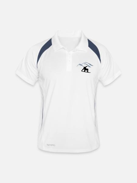 Snowboard - Polo respirant Homme - blanc/marine - Devant