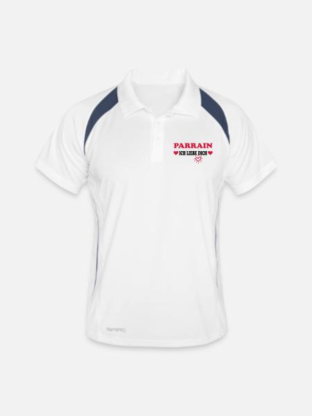 GODFATHER Ich liebe dich - Männer Polo atmungsaktiv - Weiß/Navy - Vorne
