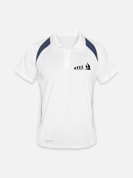 windsurf evolution - Männer Polo atmungsaktiv - Weiß/Navy - Vorne