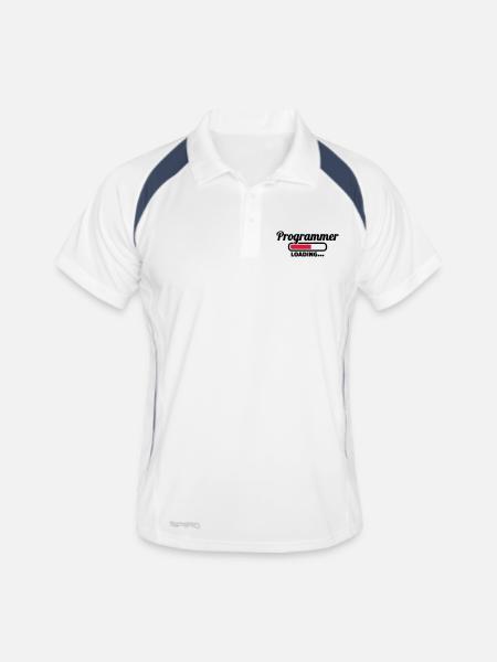 Programmierer - Männer Polo atmungsaktiv - Weiß/Navy - Vorne