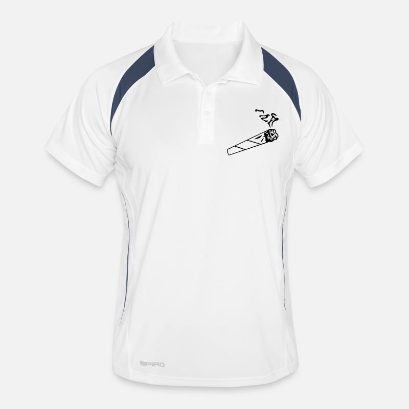 Joint - Zigarette - Männer Polo atmungsaktiv - Weiß/Navy