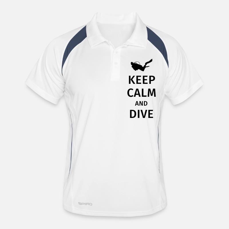 keep calm and dive - Männer Polo atmungsaktiv - Weiß/Navy
