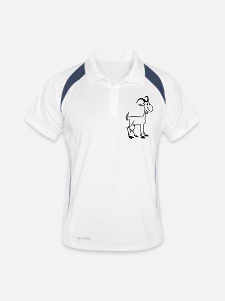 Biquette - Männer Polo atmungsaktiv - Weiß/Navy - Vorne