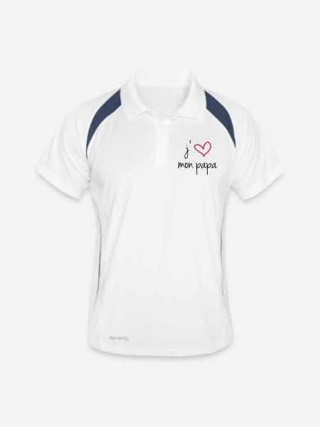 J'aime mon papa - Polo respirant Homme - blanc/marine - Devant