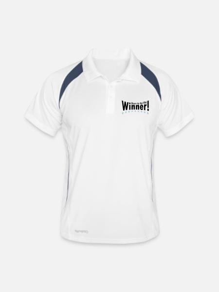 Born to be the Winner! - Männer Polo atmungsaktiv - Weiß/Navy - Vorne