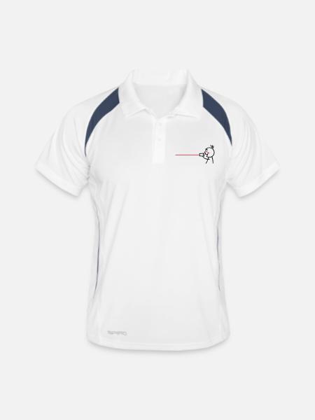 love tin can telephone couple shirt - boy - Männer Polo atmungsaktiv - Weiß/Navy - Vorne