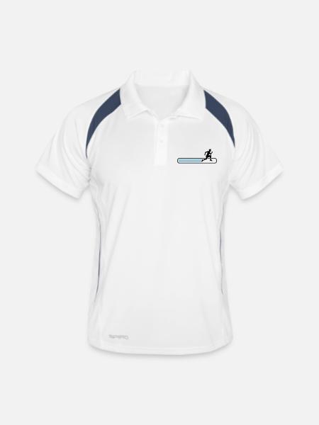 loading loading loading bar sport race sprinting f - Men's Polo breathable - white/navy - Front
