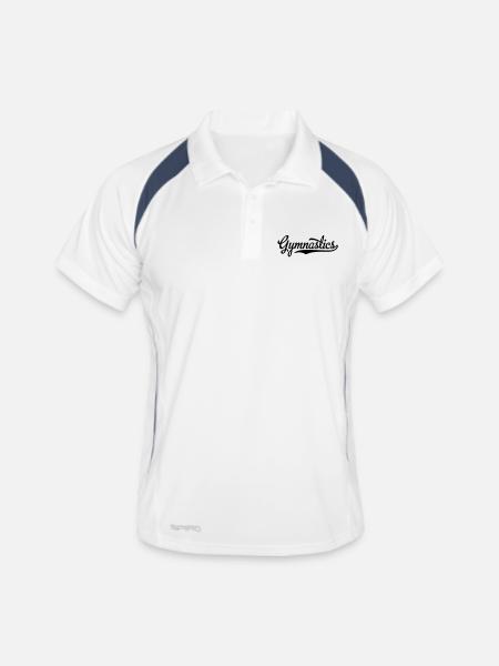 Gymnastik - Männer Polo atmungsaktiv - Weiß/Navy - Vorne
