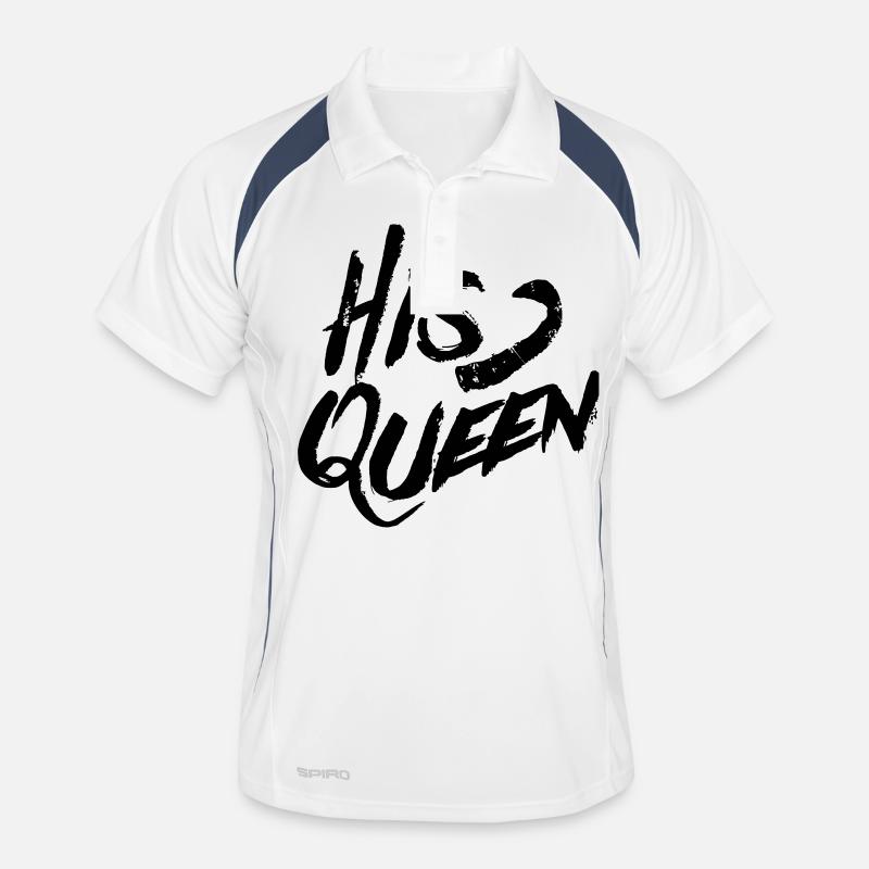 His Queen - Männer Polo atmungsaktiv - Weiß/Navy