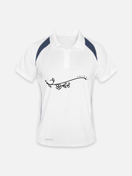 Fleurs de ligne courbe - Polo respirant Homme - blanc/marine - Devant