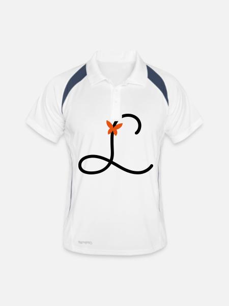 Lettre L Papillon Lettre - Polo respirant Homme - blanc/marine - Devant