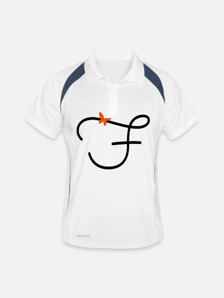 Lettre F Papillon Lettre - Polo respirant Homme - blanc/marine - Devant