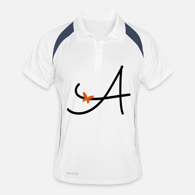 Letter A Initial Letter Butterfly - Men's Polo breathable - white/navy