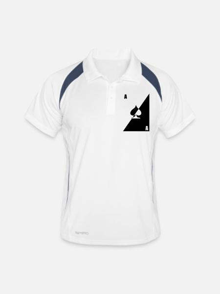 Karten-Poker Ace pic pic schwarz weiß - Männer Polo atmungsaktiv - Weiß/Navy - Vorne