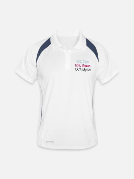 50% Papa 50% Maman 100% Mignon - Men's Polo breathable - white/navy - Front