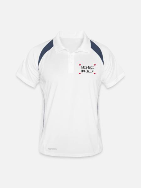 Fais-moi un calin - Polo respirant Homme - blanc/marine - Devant