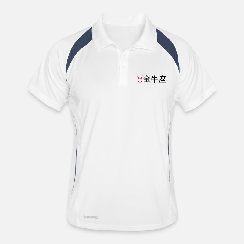 Chinesische Sternzeichen: Stier - Männer Polo atmungsaktiv - Weiß/Navy