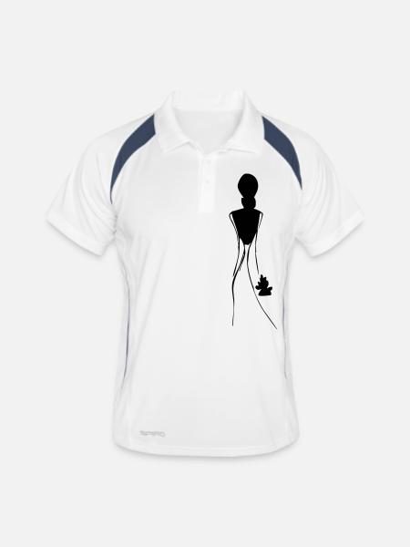 Braut - Männer Polo atmungsaktiv - Weiß/Navy - Vorne