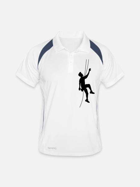 steep wall climber climbing mountains high sport ho - Men's Polo breathable - white/navy - Front