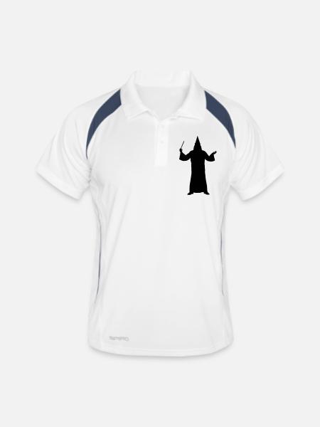Magier - Männer Polo atmungsaktiv - Weiß/Navy - Vorne