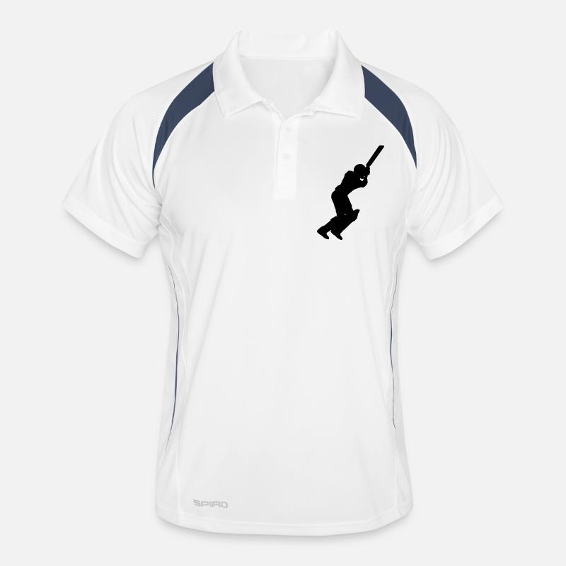 Cricket Player (Vector) - Männer Polo atmungsaktiv - Weiß/Navy