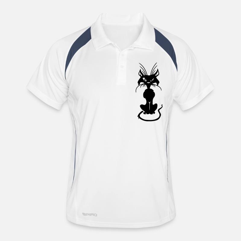 Böse Katze - Männer Polo atmungsaktiv - Weiß/Navy
