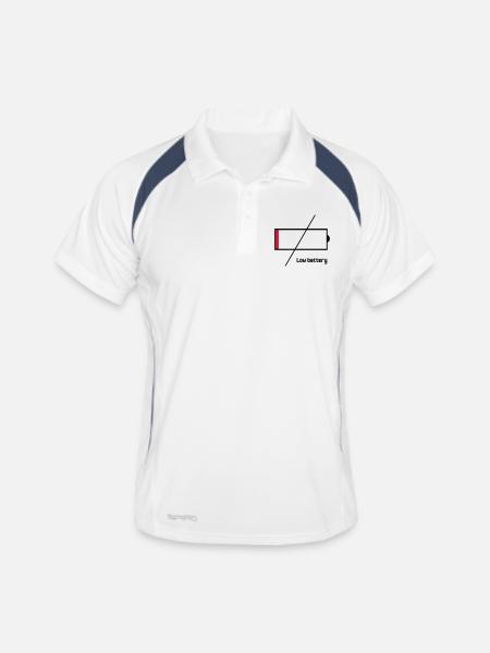 low_battery - Polo respirant Homme - blanc/marine
