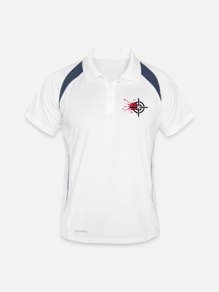 Fadenkreuz - Männer Polo atmungsaktiv - Weiß/Navy - Vorne