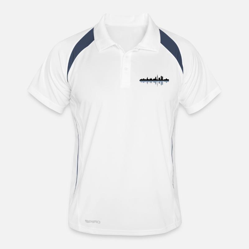 Skyline München - Männer Polo atmungsaktiv - Weiß/Navy