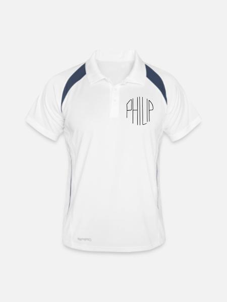 Philip - Männer Polo atmungsaktiv - Weiß/Navy - Vorne