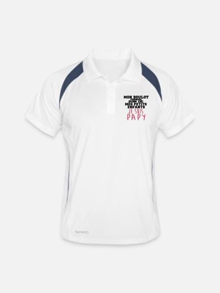 je suis papy - Polo respirant Homme - blanc/marine - Devant