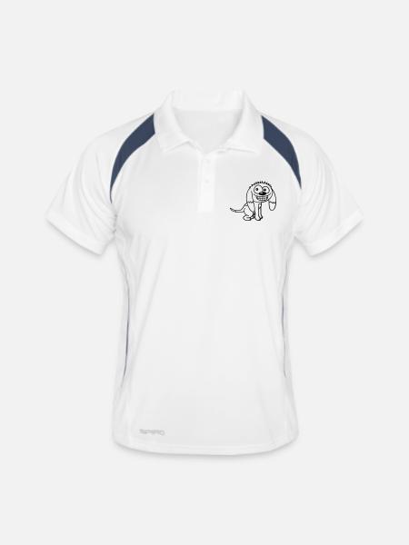 Dog looks funny grin happy smile fun - Men's Polo breathable - white/navy - Front