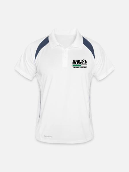 bientôt musclé - Polo respirant Homme - blanc/marine - Devant